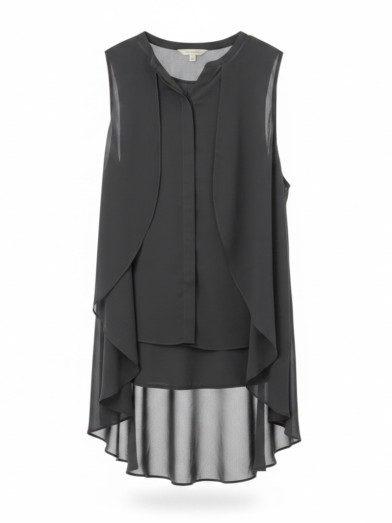 Flowy Elegant Black Sleeveless Blouse
